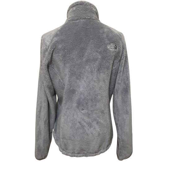 The North Face Fleece Jacket Medium Gray Silver Shiny Zipper - Picture 6 of 11